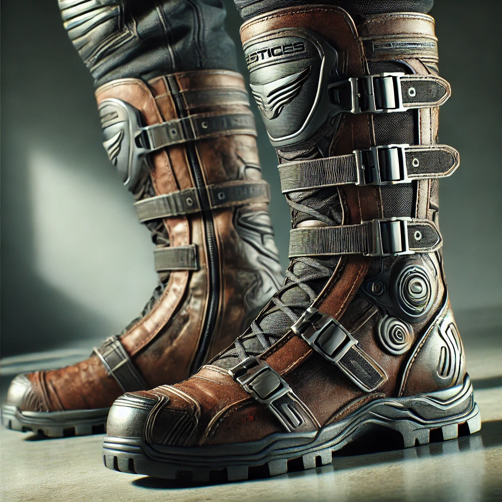 Bottes Moto Touring Hautes En Cuir Véritable – Imperméables, Renforts Cheville, Velcro Rapide, Noir